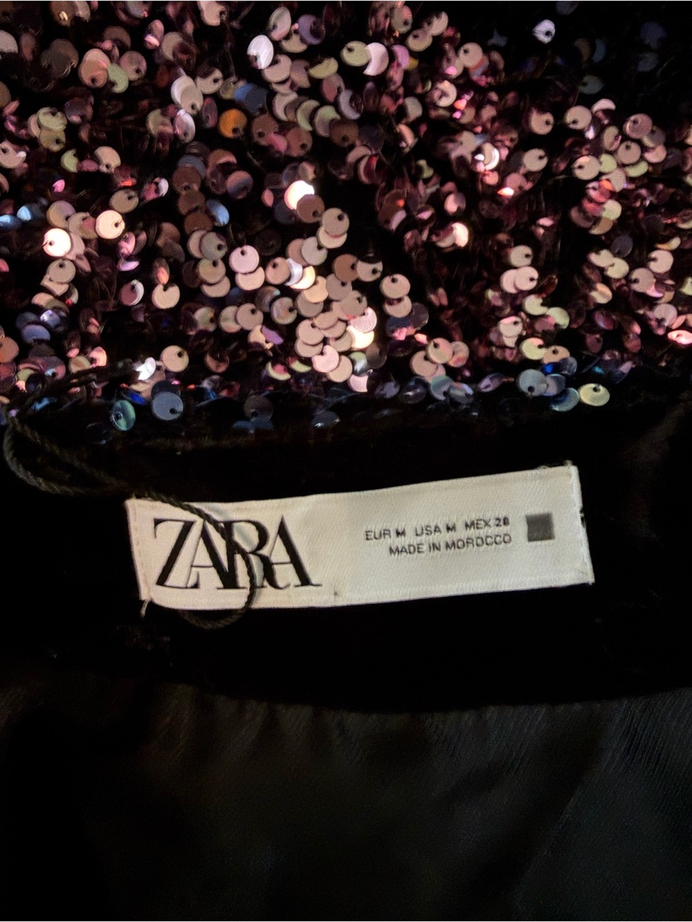 Zara Sequin Festive Days Cropped Bomber Jacket sz M - Picture 13 of 13